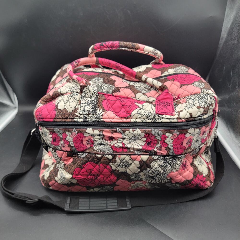 Vera Bradley Quilted Floral Duffle Bag Pink Brown Travel Bag